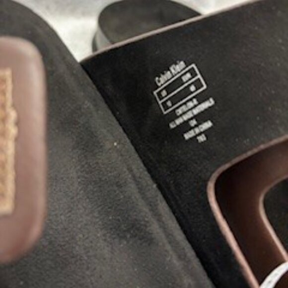 Calvin Klein slip on dark brown sandals with velcro closure NWT Men's Size 12 - Picture 5 of 9